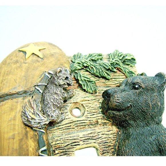 2 Resin Black Bear Canoe Single Light Switch Cover - Picture 2 of 7